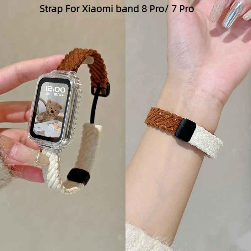 

Ремешок вельветовый для Xiaomi band 8 pro, спортивный браслет для Xiaomi band 7 Pro с чехлом, женский и мужской браслет