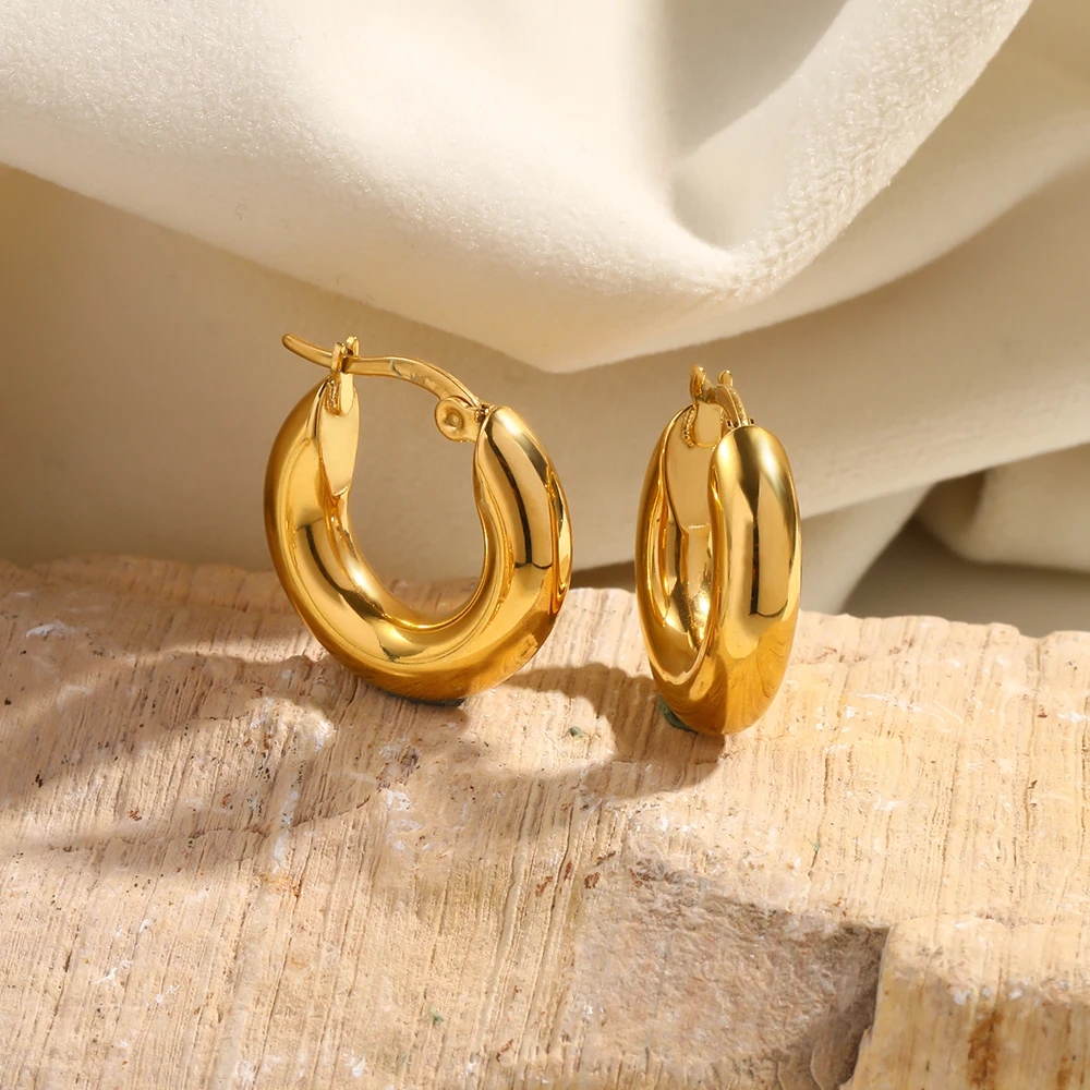 Tarnish Free 316L Stainless Steel Shiny Polish Chunky Hoop