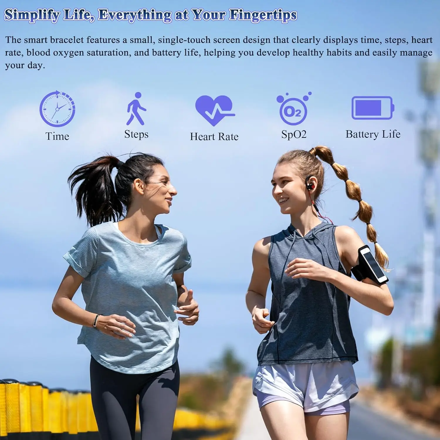 2026년 신형 초박형 스마트 팔찌 심박수 혈중 산소 추적 스포츠 피트니스 시계 방수 수영 남녀 스마트워치