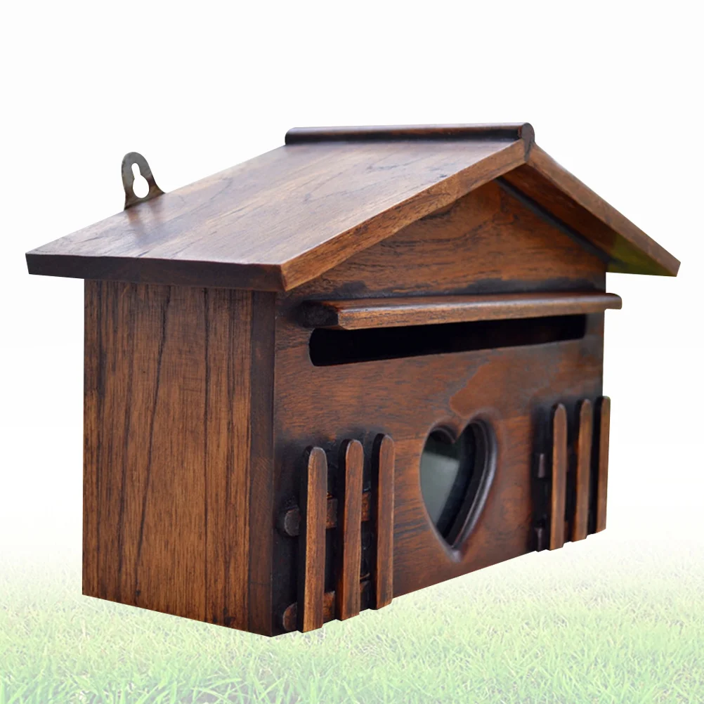 Wall Mounted Mailbox 1PC Wooden Mailbox Post Box Rainproof Suggestion Box Creative Letter for Home Company