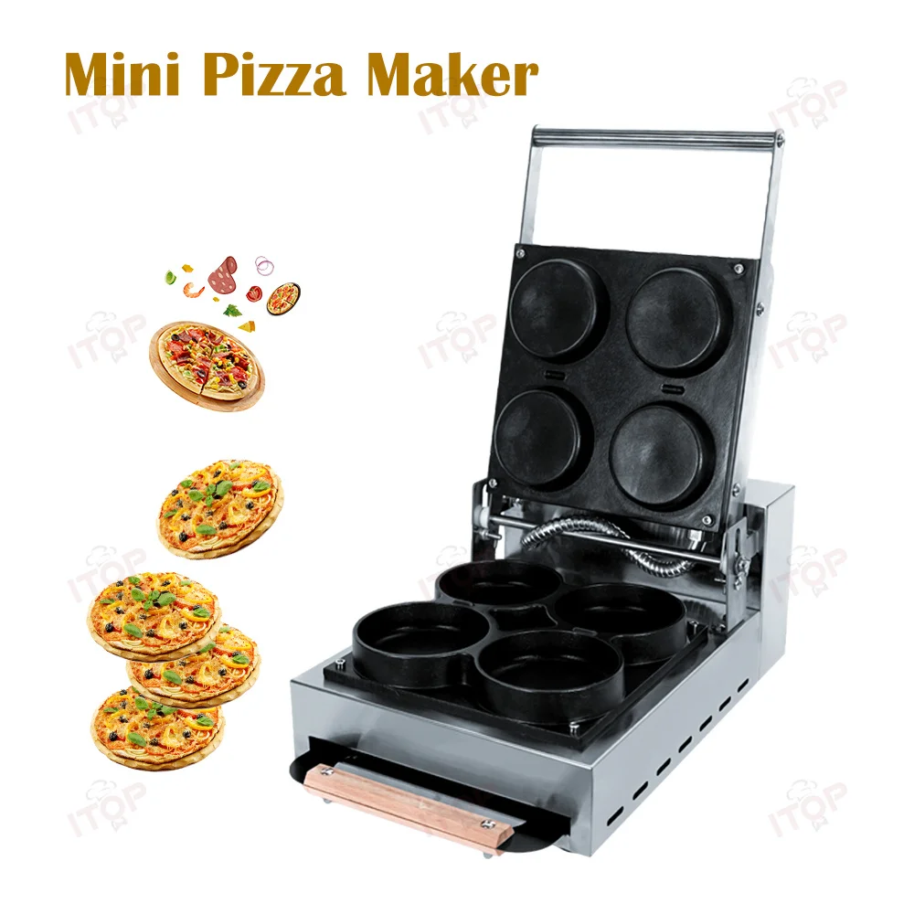 ITOP Electric Mini Pizza Maker Commercial 4 pcs Mini Pizza Machine 10cm Diameter Snack Shop Equipment