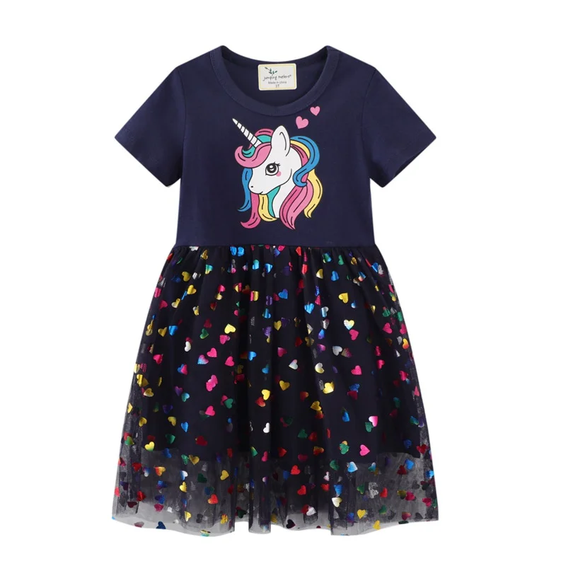 

2022 Summer Girls Rainbow Unicorn Princess Dress For Kids Baby Girls' Dress 2-8 Years