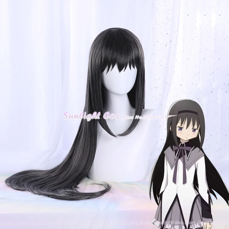 

Akemi Homura Cosplay Wig Anime Puella Magi Madoka Magica Cosplay Women Black Wig Heat Resistant Synthetic Hair Wigs + Wig Cap