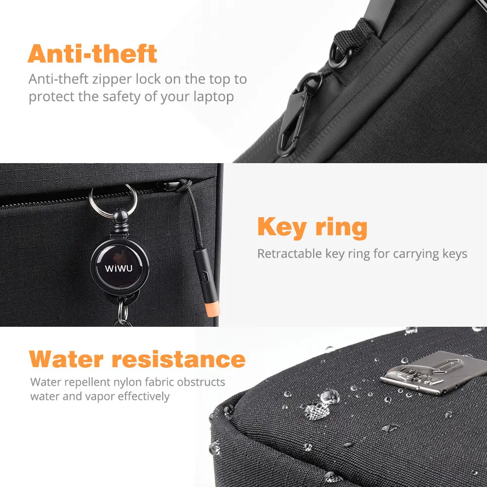 Wiwu Bolsa para Portátil 15.6 Dupla Camada Lidar com Bolsa para Macbook ar 13 Case à Prova Impermeável Água Náilon Portátil Manga para Macbook Pro 13 - Imagem 3