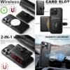 Carbon Fiber Leather Magnetic 2-in-1 Card Holder Wallet Phone Case Support Wireless Charging for iPhone 16ProMax 15Plus 14 13 12 6
