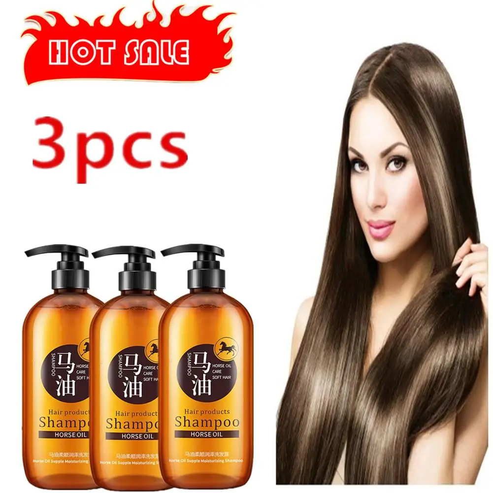 

3pcs Horse Oil Hair Shampoo Oil Control Hair Moisturizing Shine Enhancing Shampoos Korea Style No silicone Oil Hair Care
