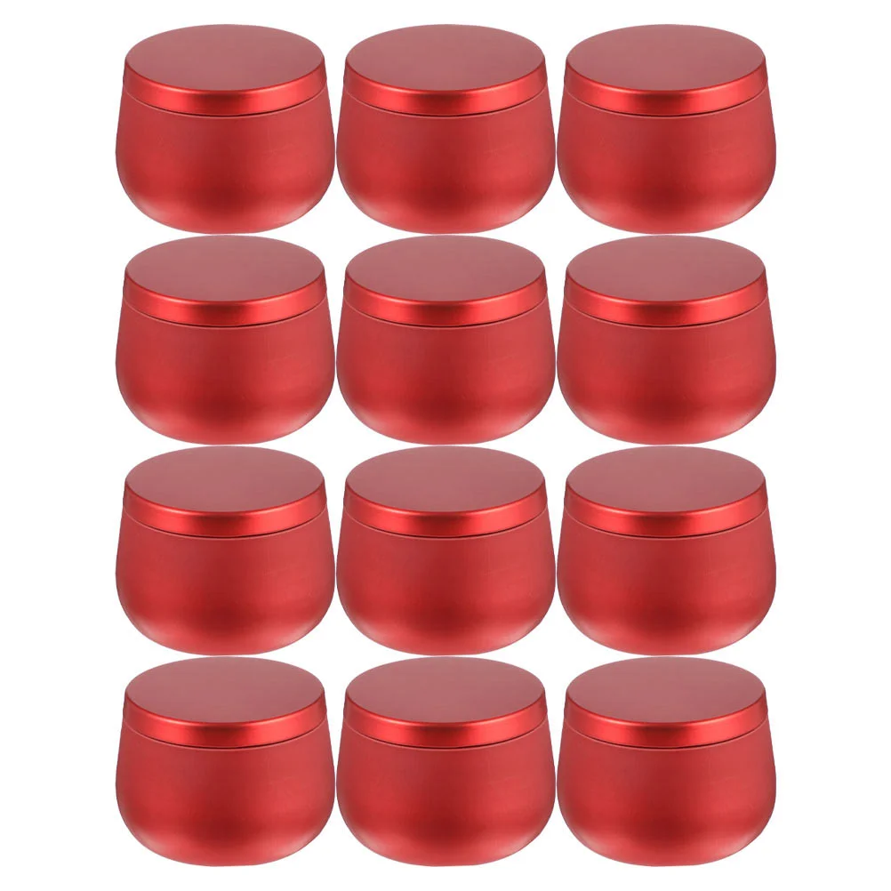 

12pcs Tinplate Cans Round Sealed Cans Tea Tin Candies Snacks Nuts Beads Pearls Packaging Boxes for Home Party Use Red