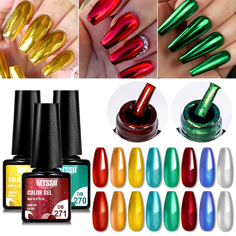 

Mtssii 7ml Metallic Nail Color Gel Polish Gold Silver Mirror Gel Nail Polish Manicure Gel UV Polish Mirror Gel Nail Art Varnish