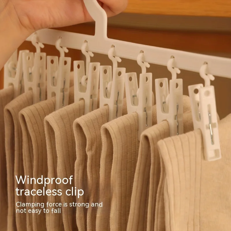 Multi-clip Sock Drying Hanger Multi-functional Detachable Dryer Rack Space Saving for Drying Underwear Towel Socks Baby Clothes 4
