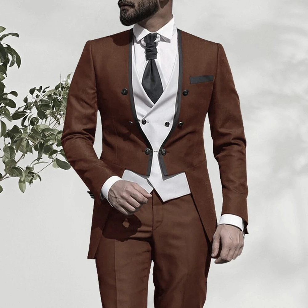 

2023 Summer Men Suits Wedding Groom Tuxedos Slim Fit Business Casual Suit for Men 3 Piece （Blazer+ Vest+ Pants）Costume Homme
