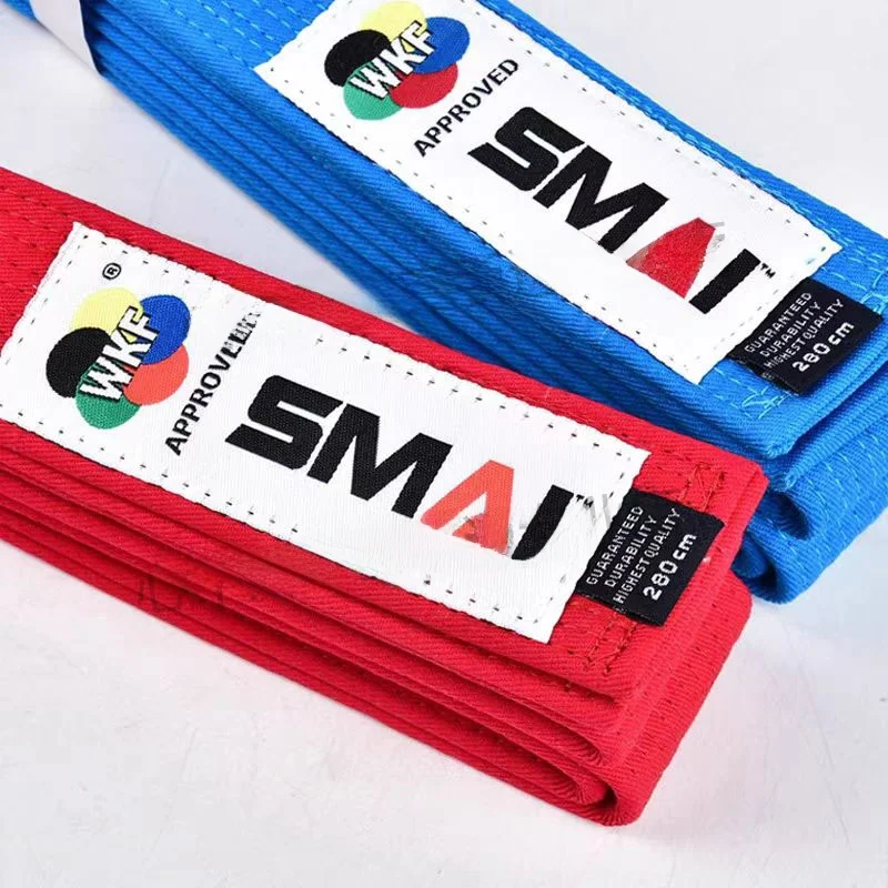 SMAI Karate Cetition Red Blue Belt WKF Certified Emp Hand ape Belt Middle Hollow Association Designated Brand
