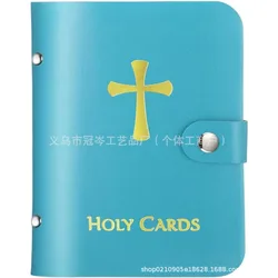 Elegant Faux Leather Card Holder Case with Snap Closure - Holds Up to 40 Cards (Blue)