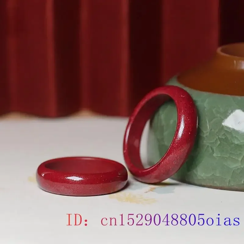 Cinnabar Rings for Women Jewelry Charm Gemstone Charms Chinese Amulet Talismans Gift Natural Accessories Vintage Jadeite Ring