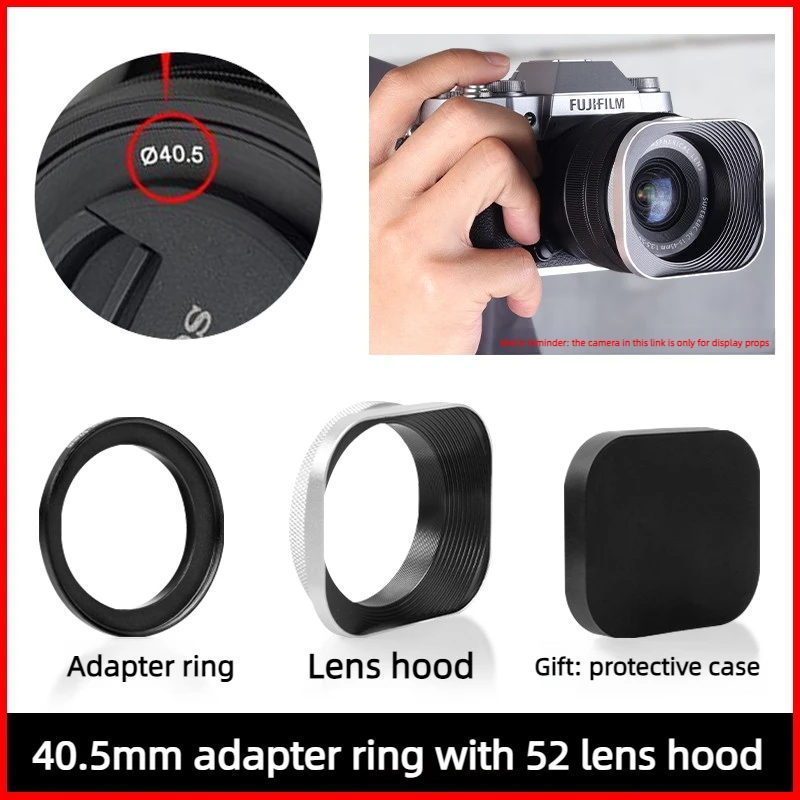 Universal Metal Square Camera Lens Hood for Photography (52/43/46/39mm)
