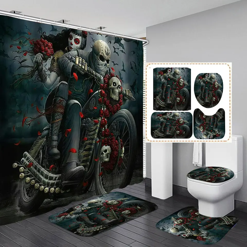 Sugar Skull Bathroom Accessories Cheap Skull Shower Curtain Skeleton