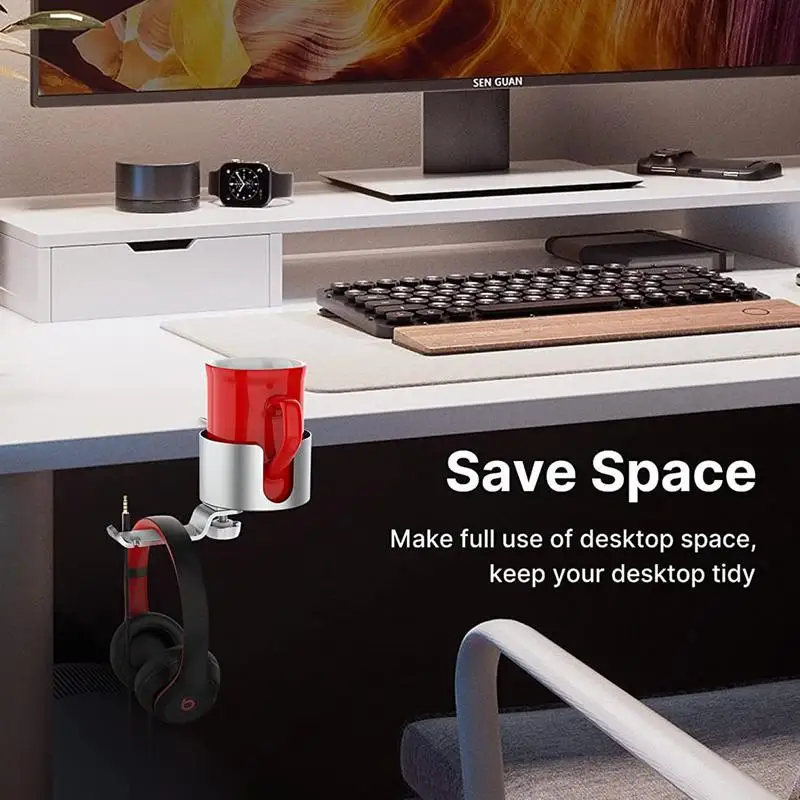 Desk Cup Holder Computer Desk Cup Holder Water Hanger Tray Home Office Table Water Clamp Clip On