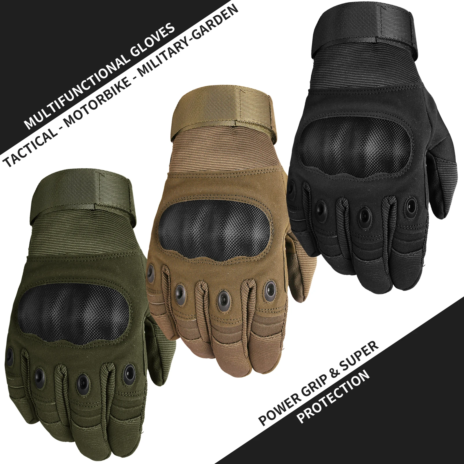 Hunting Gloves 3 Finger Touch Screen Hard Knuckle Full Finger Gloves for Cycling Motorcycle Hiking Climbing Tactical