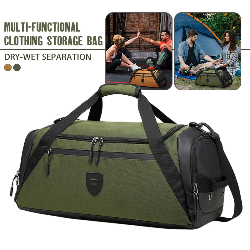 BWBW Men's Travel Bag Large Capacity Handbag Shoulder Bag Casual Crossbody Luggage Wet and Dry Separation Sports Fitness