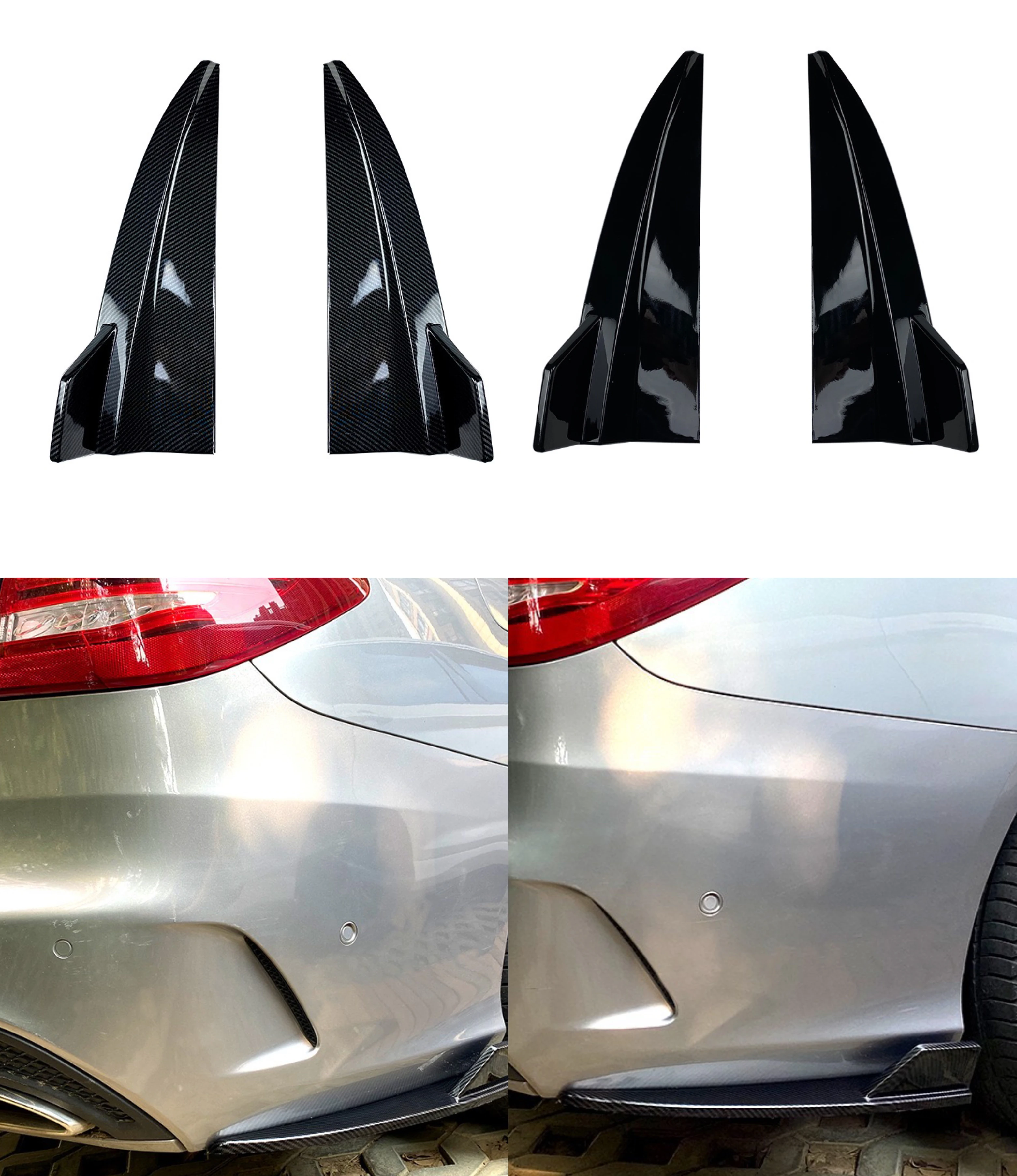 

Rear Bumper Diffuser Side Splitters For Mercedes Benz C-Class Variant Wagon S205 C180 C200 C250 C260 C300 C43 2015-2020 ABS