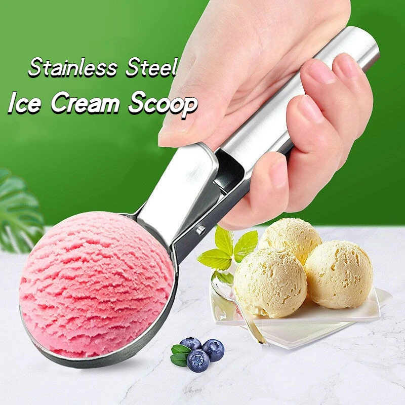 1pc Stainless Steel Ice Cream Scoop Multifunctional Metal Spoon Melon