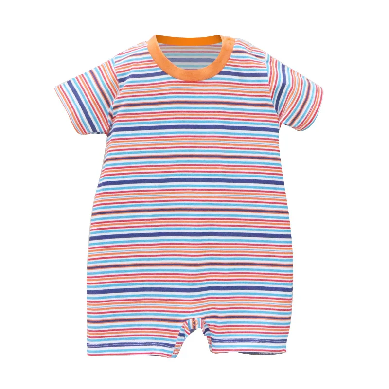 Baby Bodysuits classic Spring And Summer Boys And Girls Baby Romper Cotton One Pieces Striped Bodysuits Short Sleeve Snap Button Newborn Clothes Bamboo fiber children's clothes Baby Rompers