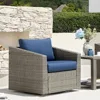 Patio Wicker Chair, 360° Swivel Outdoor Rattan Chair with Thickened Cushions for Backyard, Poolside, Garden or Porch, Blue 1