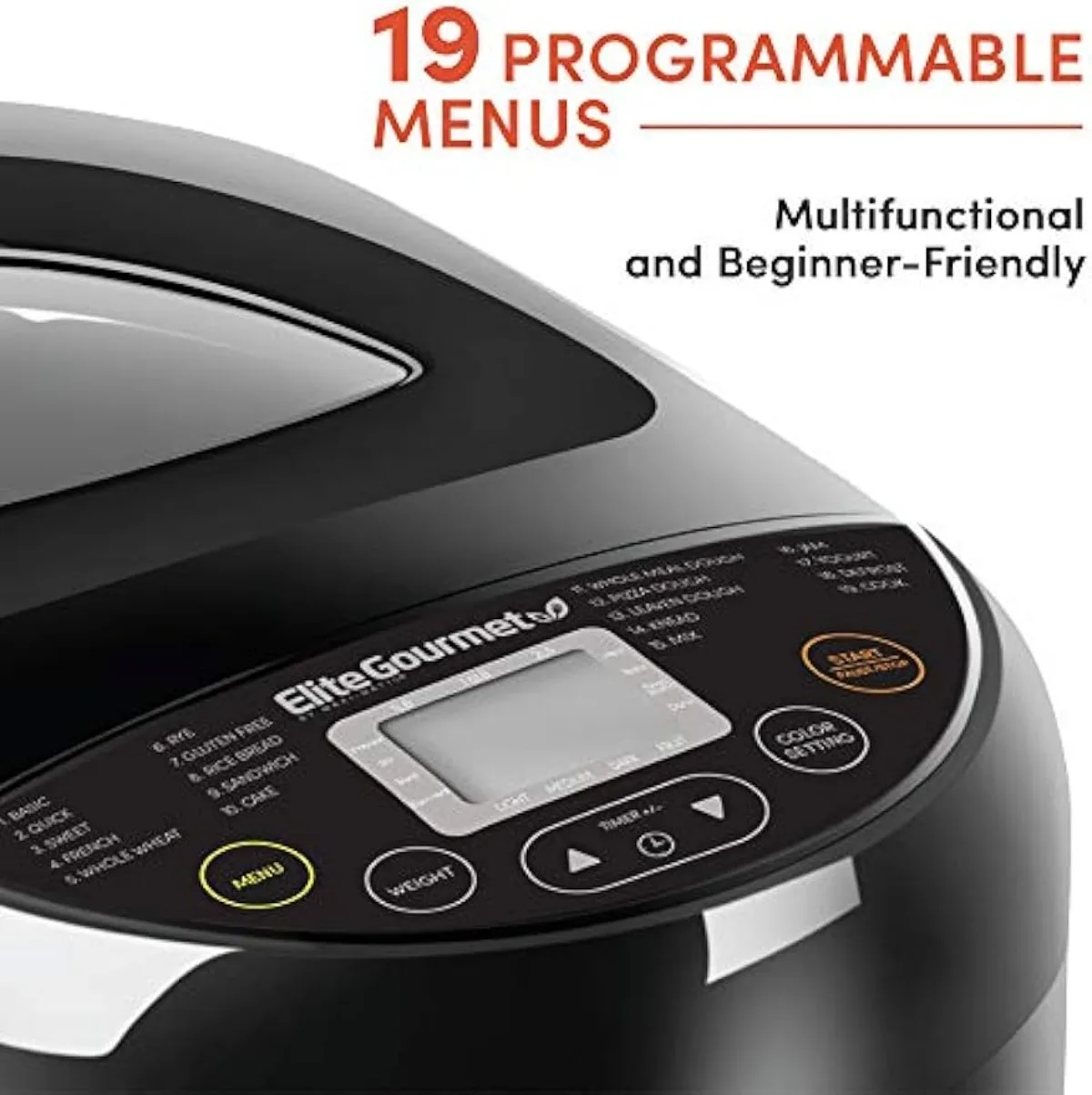 EBM8103B Programmable Bread Maker Machine bread machine 3 Loaf Sizes 19 Menu Functions 2 Lbs Black USA