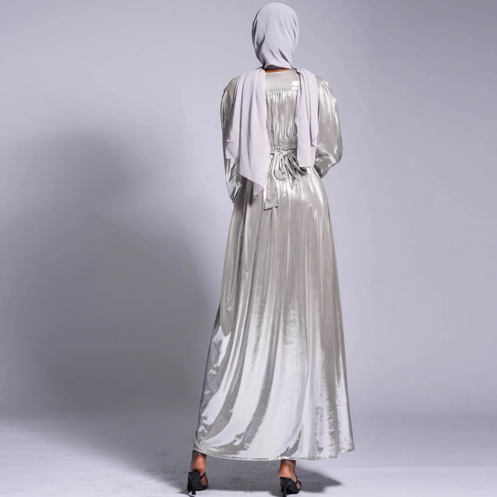 moda elástico enrugado manguito abaya dubai muçulmano quimono islam robe wy1216