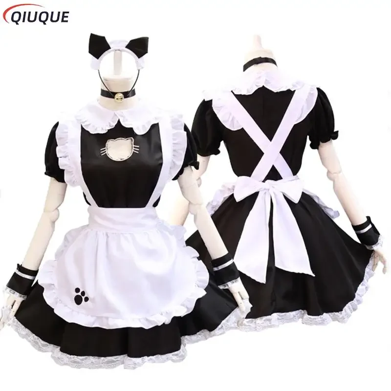 

Gaun Lolita Hitam Pakaian Pelayan Kostum Cosplay Kucing Lucu Setelan Wanita Gaun Celemek Kostum Halloween