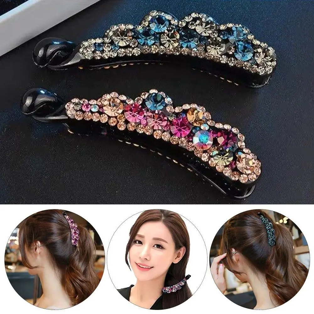 Rhinestones Banana Clip Hair Accessory for Women Girls Party