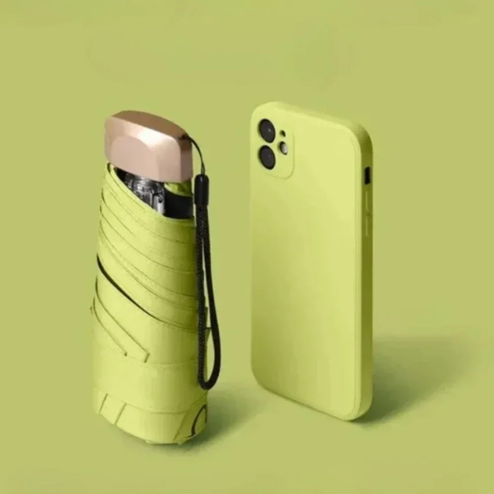 Mini Sun screen Folding Umbrella Ultra Light Compact Portable Capsule Five-Fold Umbrella UV Protection Gift UPF 50 +
