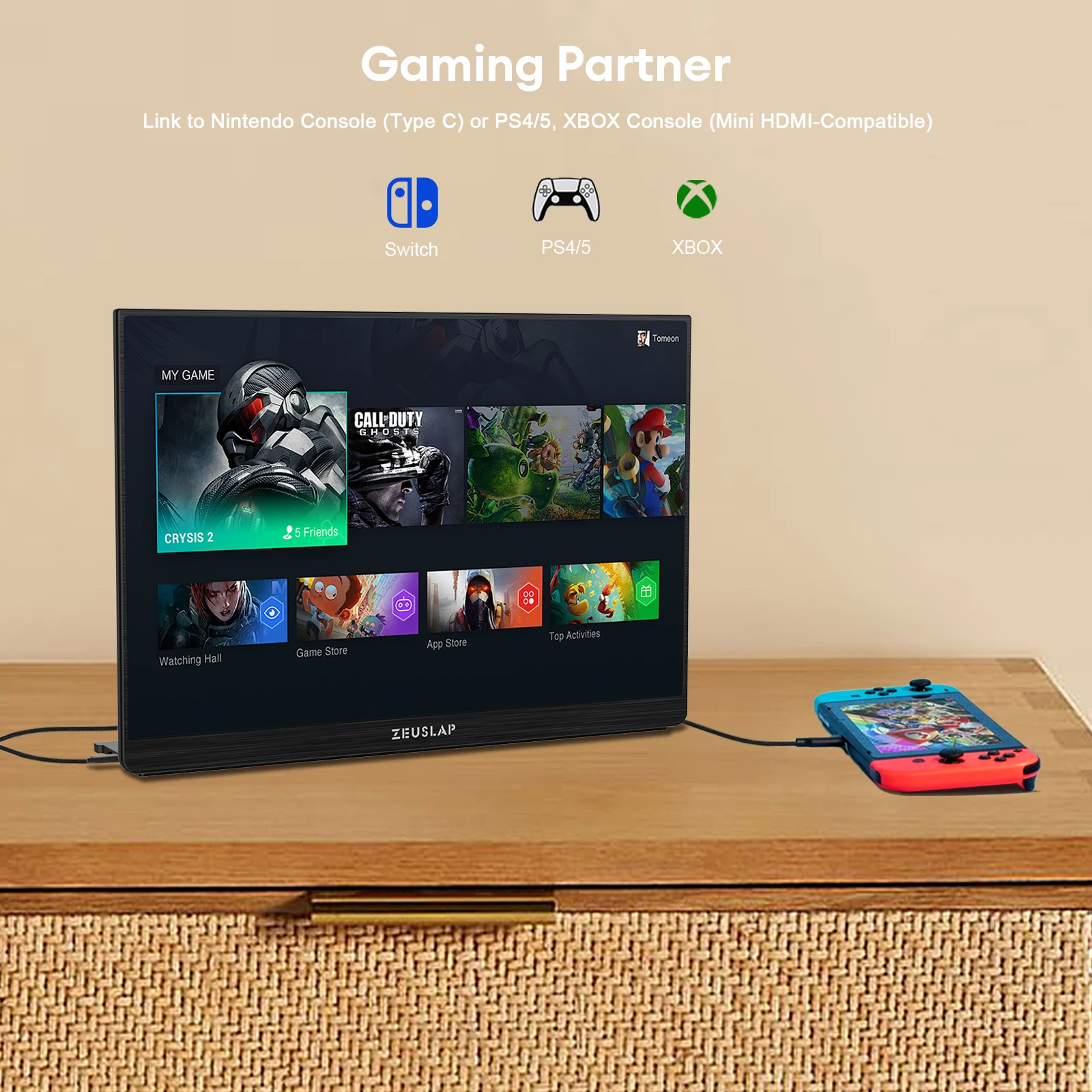 ZEUSLAP 16 インチ 4K 3840*2400P UHD 16:10 アスペクト 500nits 100