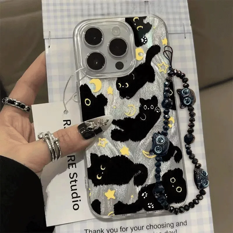 Elegant Black Bowknot Hard Silver Laser Phone Case