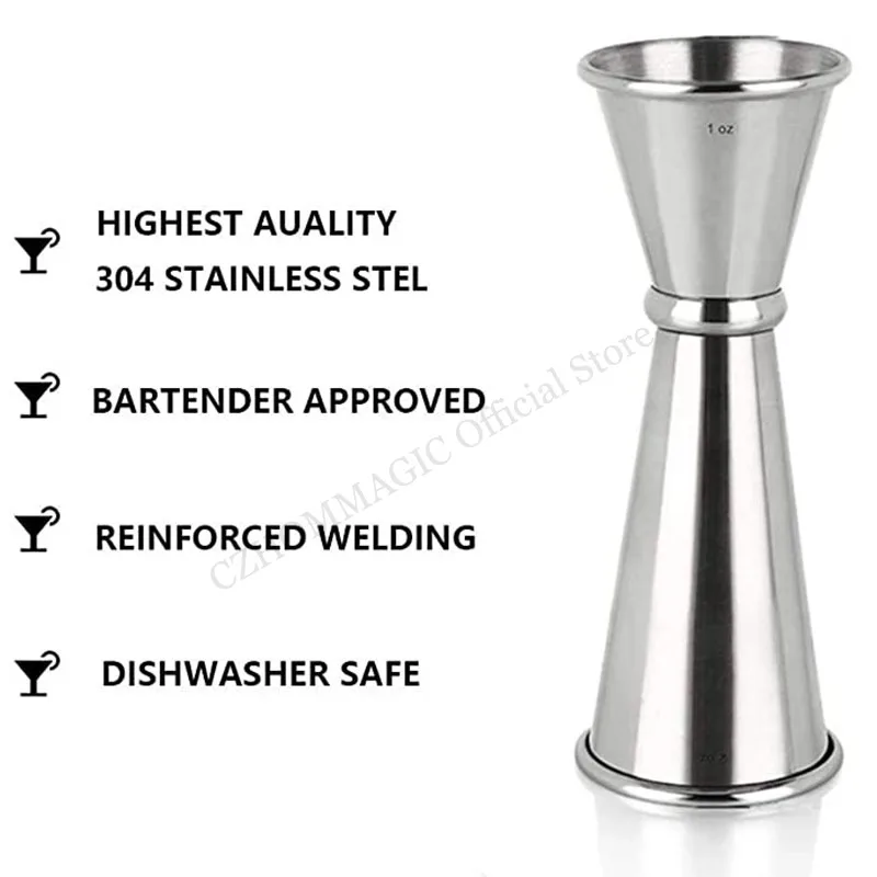 30/60ml Stainless Steel Cocktail Bar Jigger Japanese Double Oz Spirit Measuring Cup Bar Tools Kitchen Party Club Drink Markings