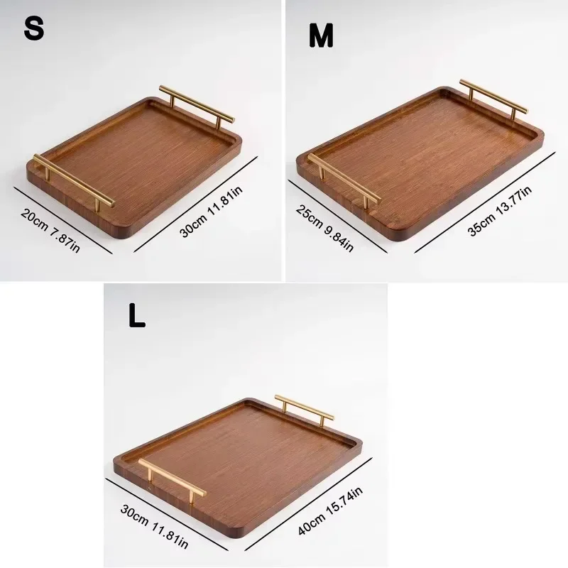 Wooden Serving Tray Utensil Organizer Rectangular Wooden Tray for Water Cup Fruit Food