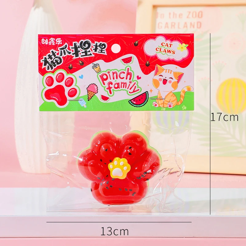 Watermelon Squishy Kitty Paw Stress Relief Decompression Toy Pinching Squeeze Cat Paw Slow Rebound Fidget Toy Gift 6