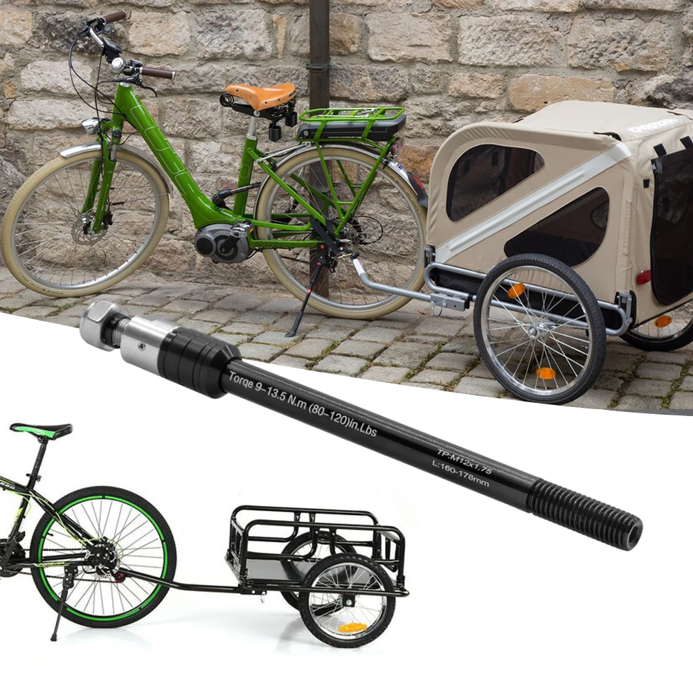 Bike Trailer Thru Axle Cargo Bicycle Trailer Axle Kid Trailer Hitch Axle 160-178mm M12 P1.0/1.5/1.75 Cycling Accessories