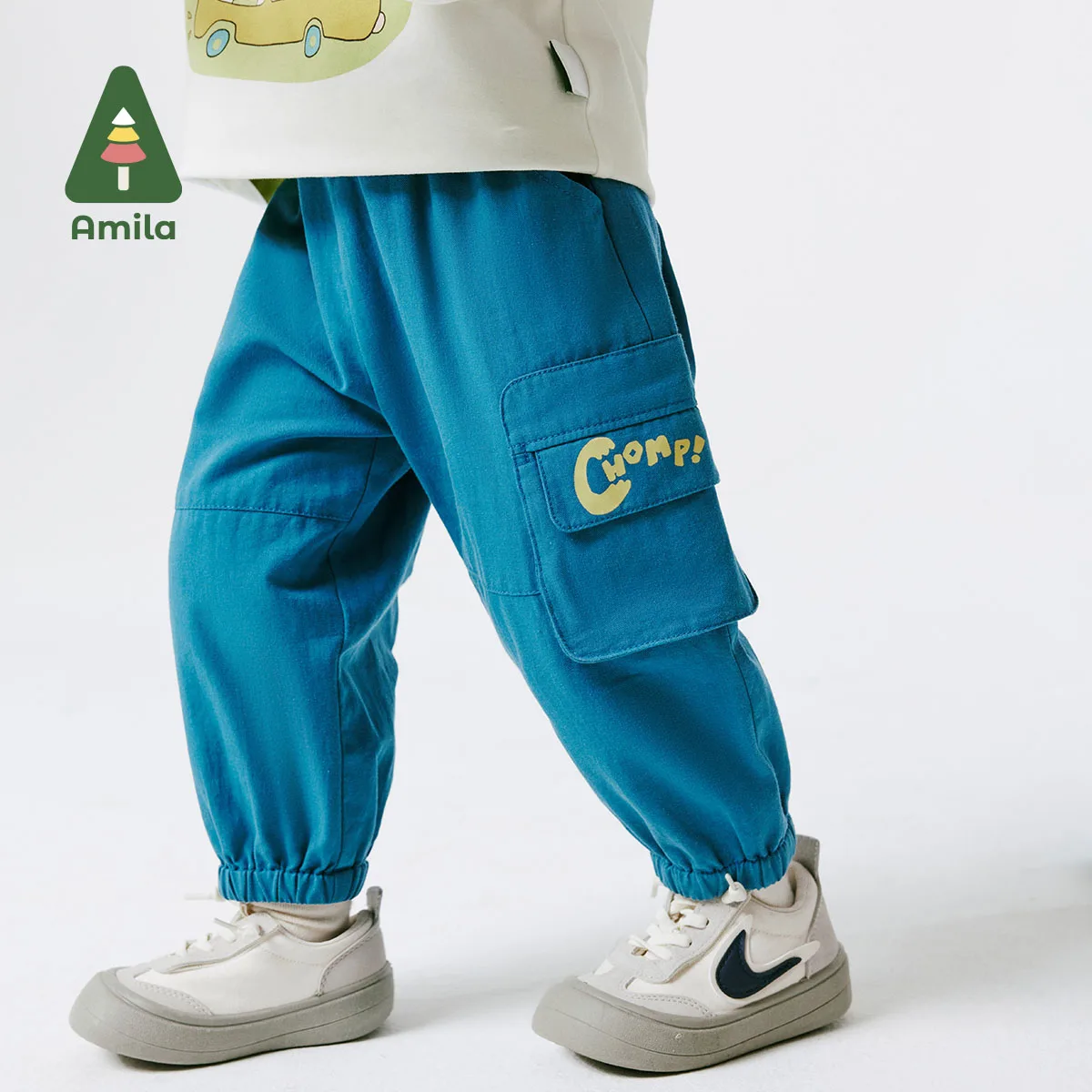 

Amila Baby Pant 2024 Spring New Boys Children's Fashionable Casual Solid Color Versatile Cargo Pants