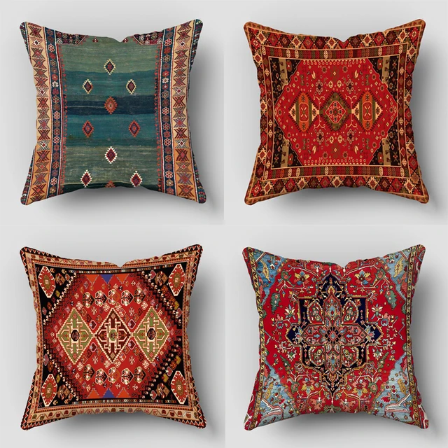 Persian Rug Pattern Pillowcase Living Room Sofa Cushion Cover Fashion Decorative Home Decor 45X45cm Two Sides Short Plush 1