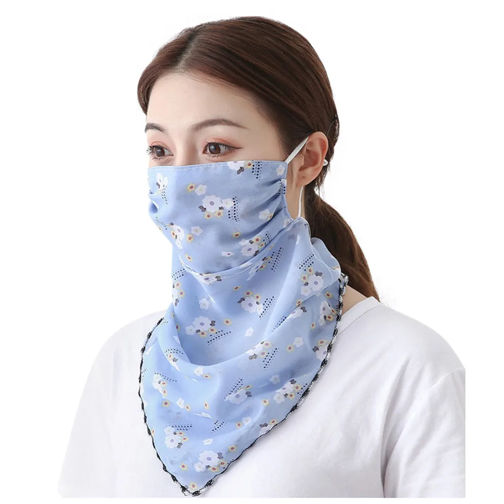 Women Sun Protection Scarf Neck Scarf Summer Balaclava Face Mask Hanging-ear Breathable Sports Face Shield