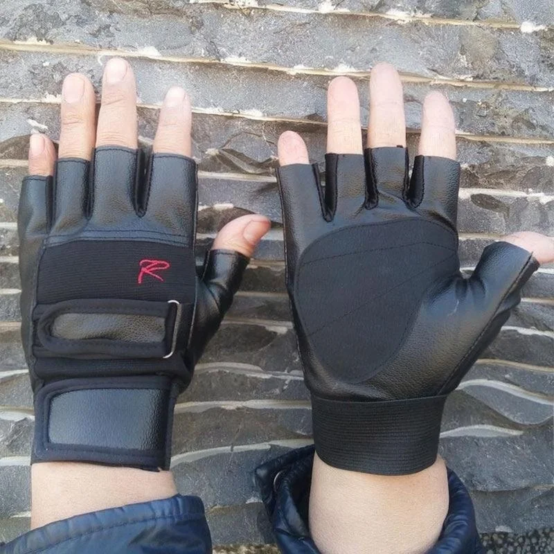 

Men's Outdoor Motorcycle Fingerless PU Half-finger Gloves Outdoor Sports Gloves