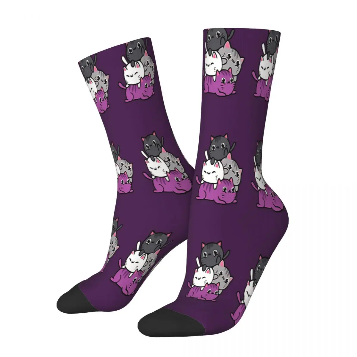 

Kawaii Cat сваи Asexual Pride ЛГБТ Носки мужские женские носки на осень Печатные