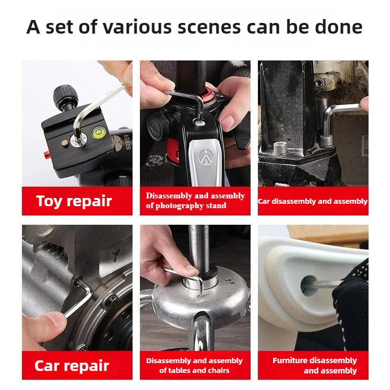 8Pcs Sets High Quality Short/Long Style Flat Head Hex Screw L-type Hand Tools New Nickel Plated Hardened Steel Allen Key Wrench