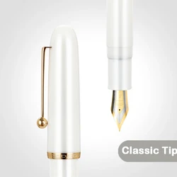 JINHAO Dadao Transparent Acrylic Fountain Pen - Elegant Writing Instrument with Versatile Nib Sizes for Office & School Supplies (H-Porcelain White)