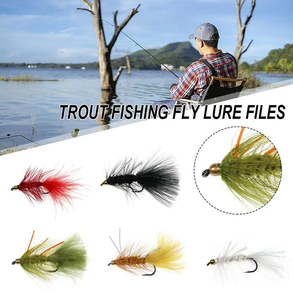 Bead Flash Fly Fishing Mosche Kit 5Pcs Fly Hooks Lure, Streamers Nymphs Mosche, Kit Pesca A Mosca Per Bass Trout Salmon Fi E9Q9