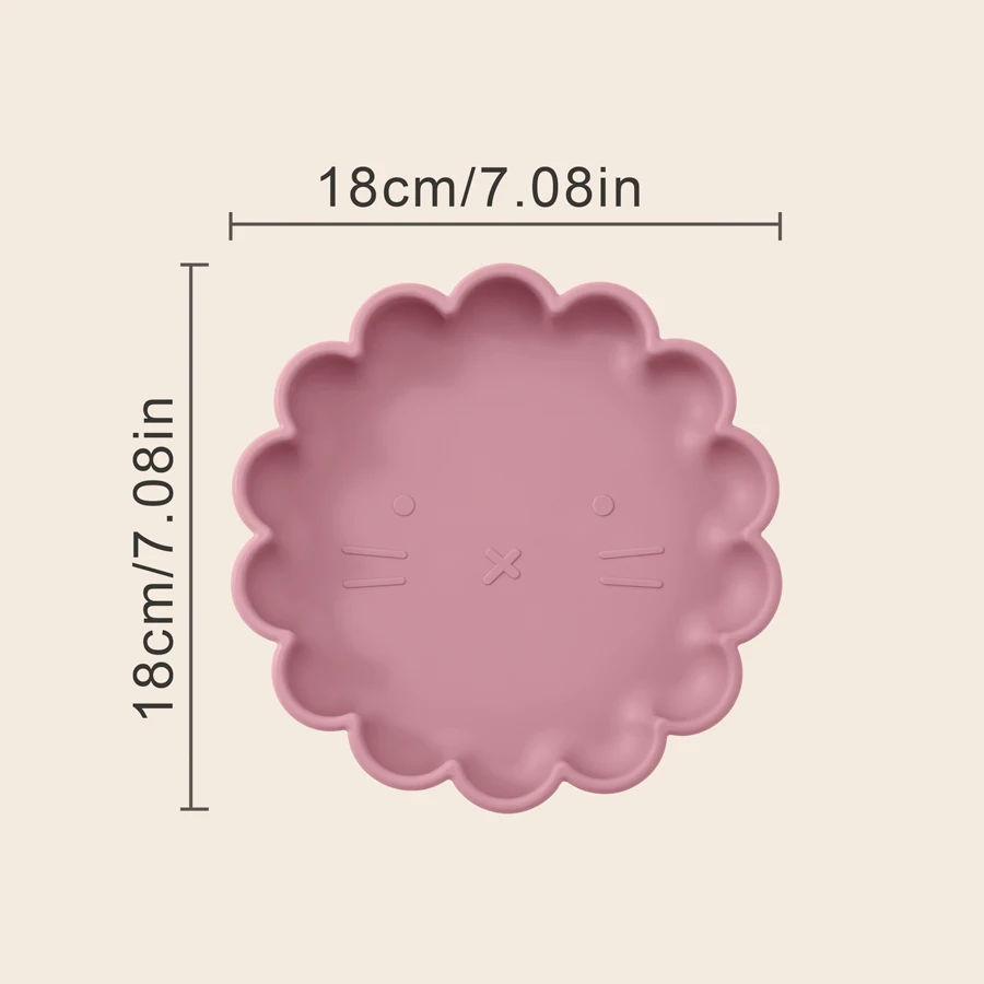 Silicone Baby Dishes Cartoon Lion Shape Baby Plate BPA Free Tableware Feeding Training Stuff 1PC