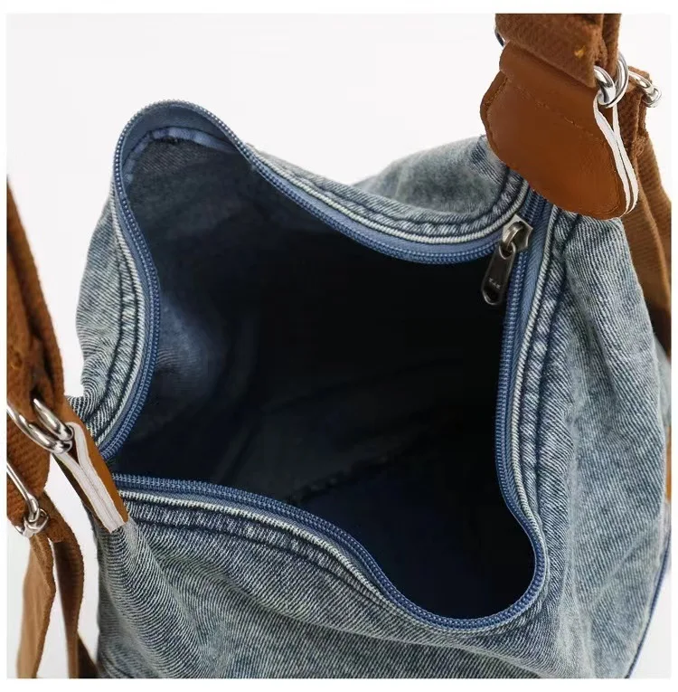 Denim Hobo Bag Women's Retro Shoulder Bag Student Leisure Style_voghion.com