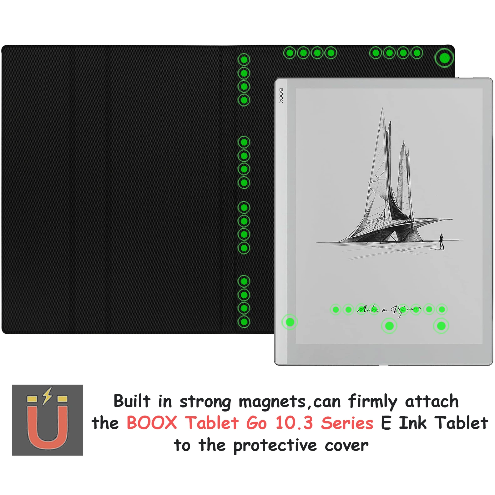 Magnetic Stand Case with Magnetic Pen Buckle and Auto Sleep/Wake Function