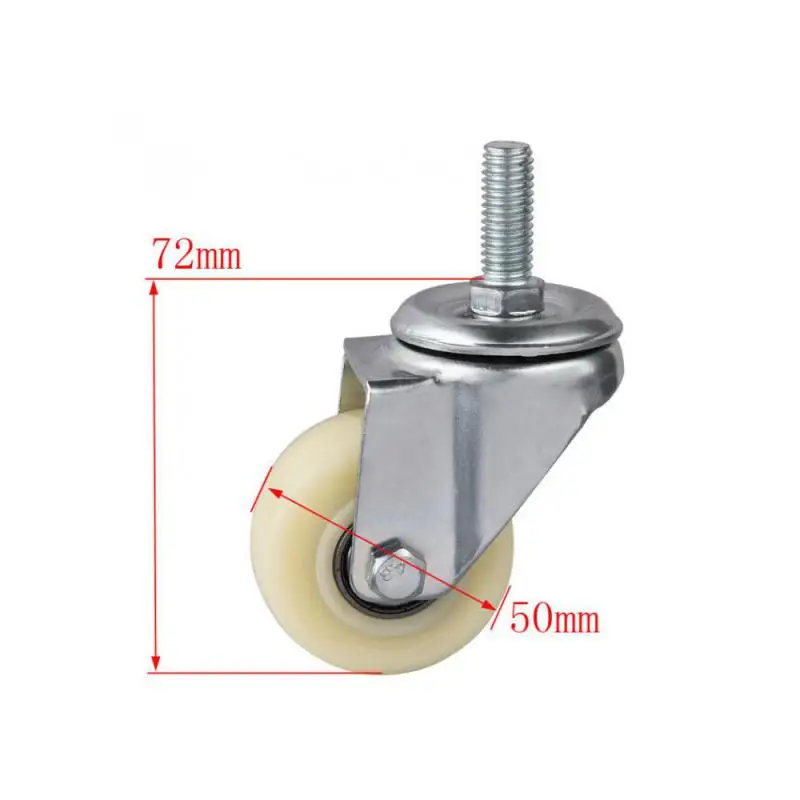 

4 шт. ролики, 2-дюймовый винт, универсальное колесо М10*25, износостойкое рулевое колесо, средняя Белая нейлоновая полка