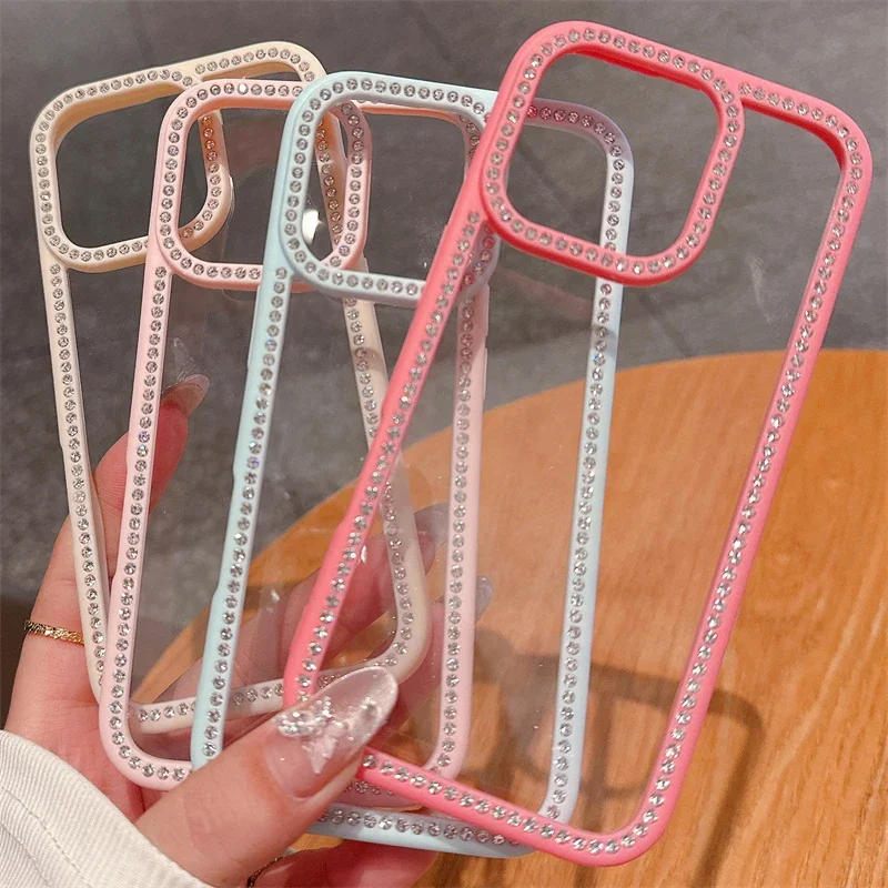 Luxe Crystal Clear Protective Phone Case with Rhinestone Glitter Accents